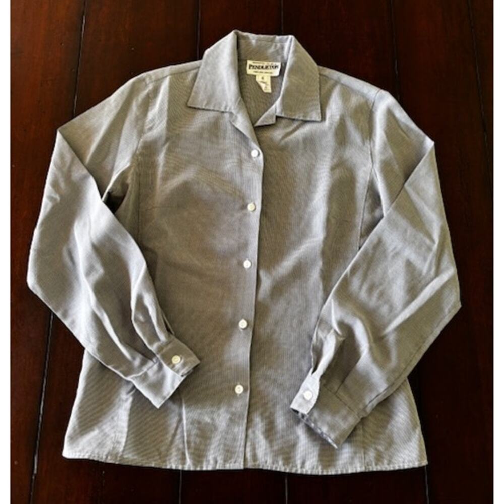 Pendleton Portland Oregon‎ Fitted Button Up Shirt Size 6 Houndstooth No Iron